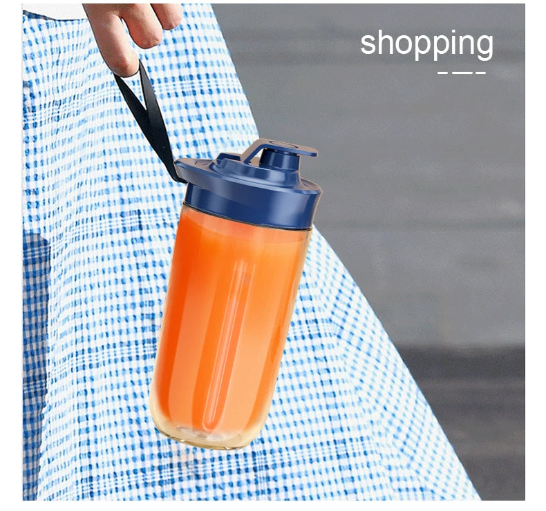 Portable Juicer Cup Smoothie Blender 6 Blade Blender Bottle Household Fruit Juicer Cup USB Rechargeable Juicer Kitchen Tool