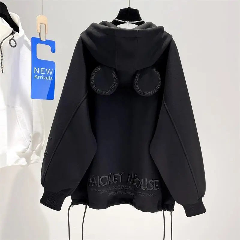 Disney New Arrival Top Fashion Autumn Cotton Loose Ins Casual Cartoon Embroidery Mickey Mouse Long Sleeve Hoodies