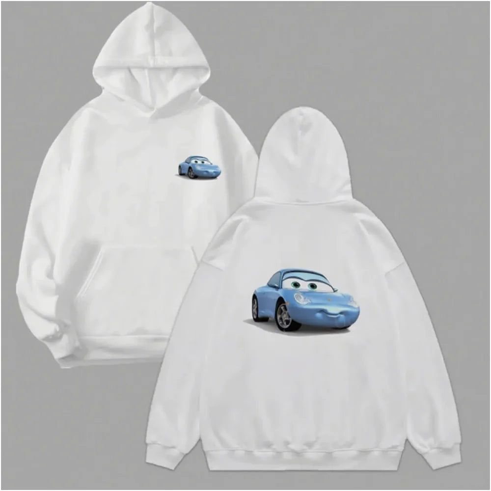 2025 New The Cars Lightning McQueen&SALLY Summer Cotton Hoodies Oversized Suit For Women's Sweatshirt Couple's Outfit Top