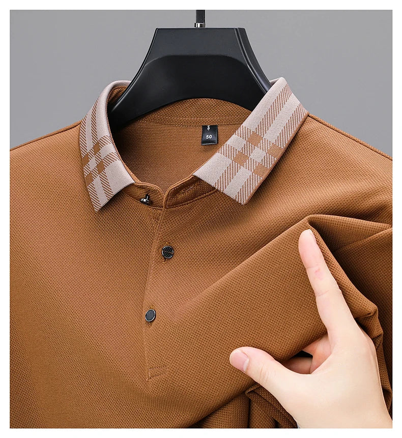 High quality long sleeve men's polo shirt with autumn personalized flip collar fashionable luxury design top casual Paul T-shirt