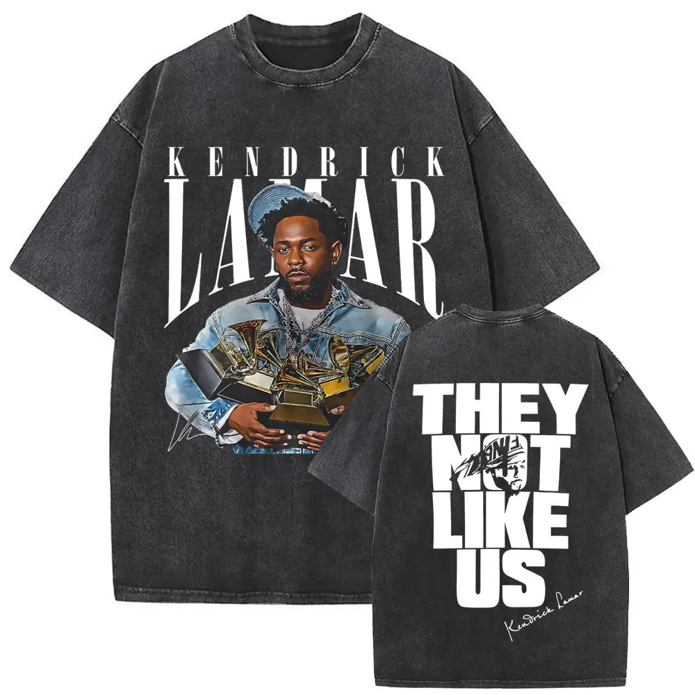 ck Lamar ThLimited Rapper Kendriey Not Like Us Washed Vintage T-shirt Summer Men Women Hip Hop Oversized Street Crewneck T Shirt