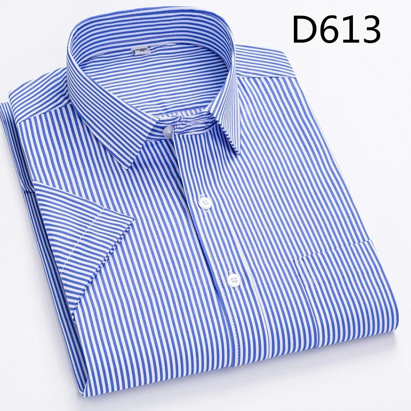 Summer thin men's business social short-sleeved shirt professional formal striped casual non-ironing breathable shirt slim fit