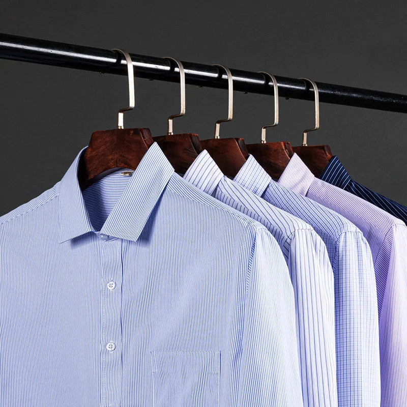 Summer thin men's business social short-sleeved shirt professional formal striped casual non-ironing breathable shirt slim fit