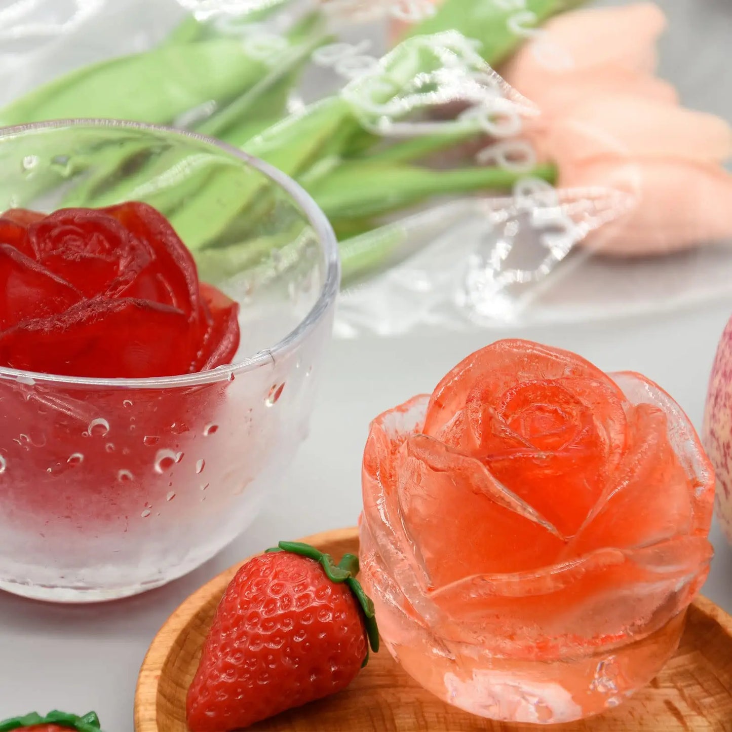Large Ice Cube Tray Rose Shape Ice Molds Diamond 3D Silicone Mould Reusable for Cocktails Whiskey Party Supplies Ice Maker Mold