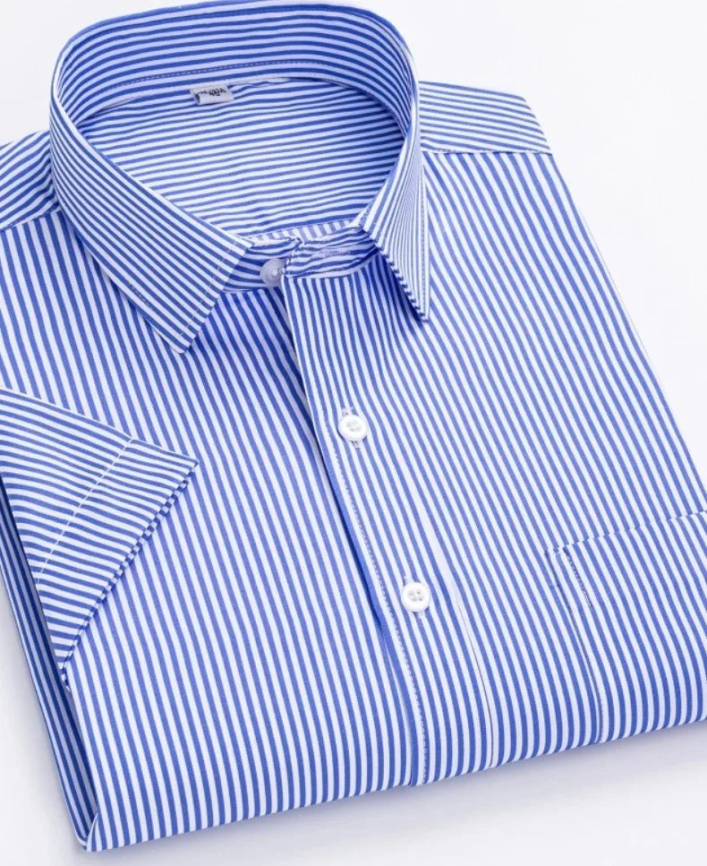 Summer thin men's business social short-sleeved shirt professional formal striped casual non-ironing breathable shirt slim fit