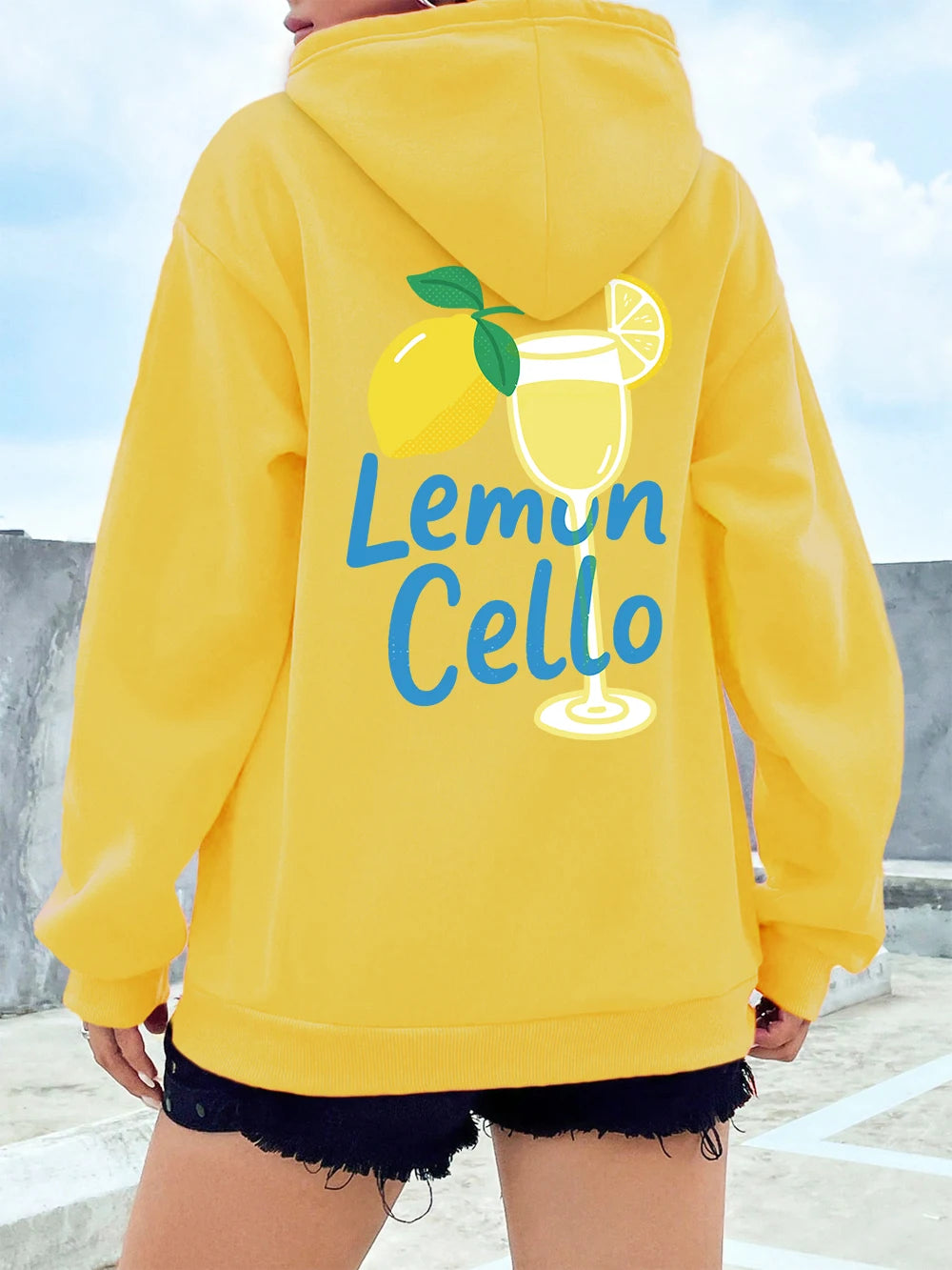 Fruit Wine Made With Lemon Juice Prints Hoodies Women Winter Fleece Warm Sweatshirt Casual Pocket Pullovers Basics Loose Clothes