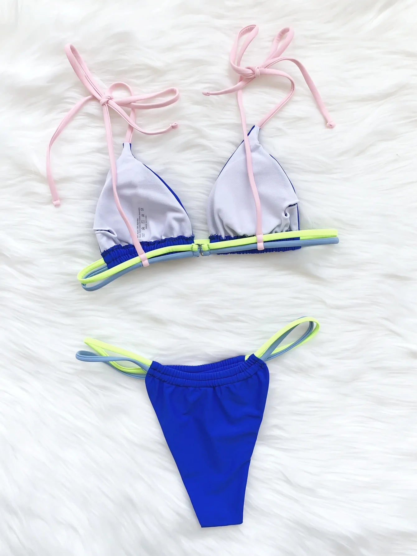 Contrast Color Sexy Micro Bikini Set Women's Swimsuit 2025 Summer Push Up Swimwear Triangle String Biquini Bathing Suit Monokini
