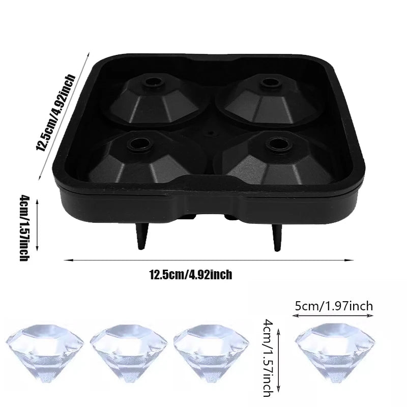Large Ice Cube Tray Rose Shape Ice Molds Diamond 3D Silicone Mould Reusable for Cocktails Whiskey Party Supplies Ice Maker Mold