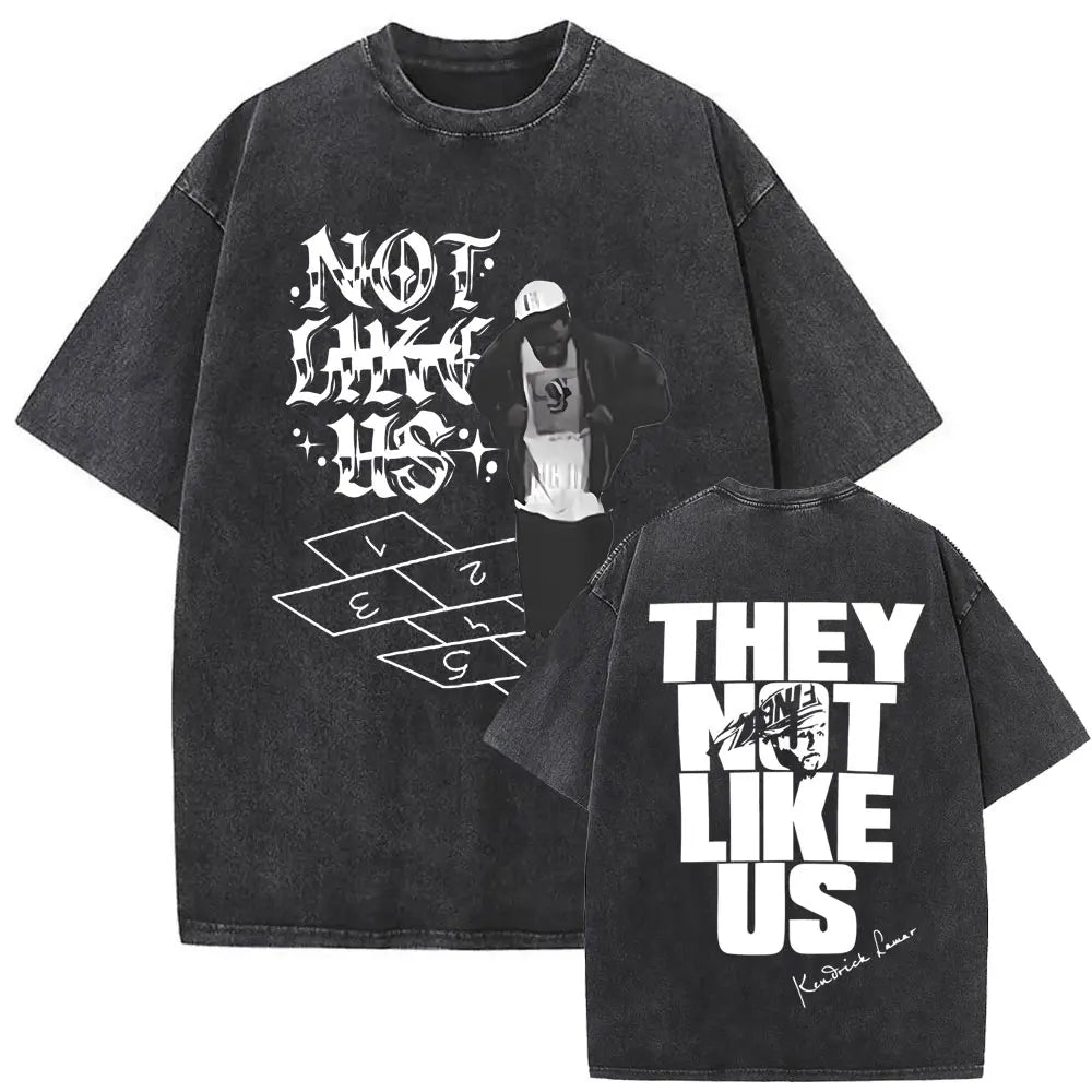 ck Lamar ThLimited Rapper Kendriey Not Like Us Washed Vintage T-shirt Summer Men Women Hip Hop Oversized Street Crewneck T Shirt
