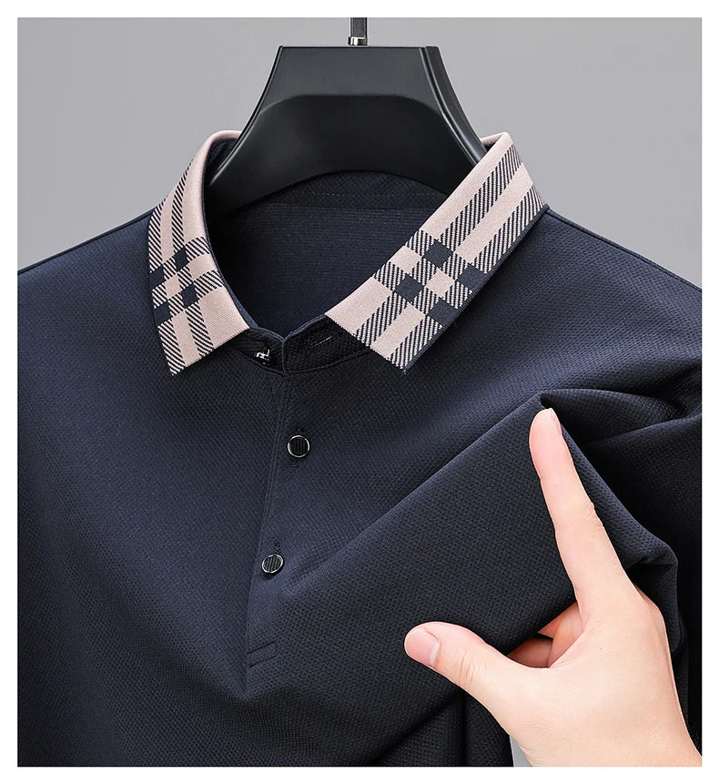 High quality long sleeve men's polo shirt with autumn personalized flip collar fashionable luxury design top casual Paul T-shirt