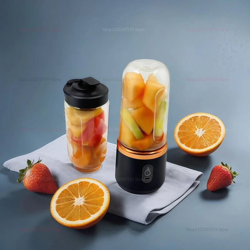 Portable 2-Cup Fruit Juicer Blender mini Ice Crusher USB Rechargeable Wireless Juice Extractor for Smoothies Travel Compact