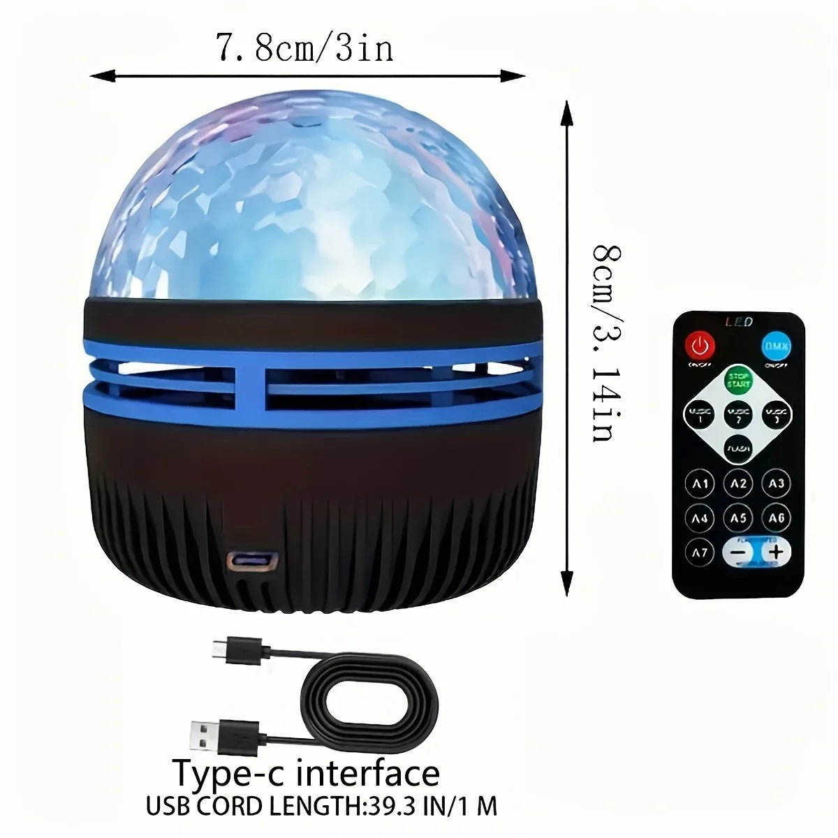 Water Ripple/Dreamy Aurora Magic Projection Light 7-Color Remote Control Projector Usb Powered Colorful Atmosphere Night Light