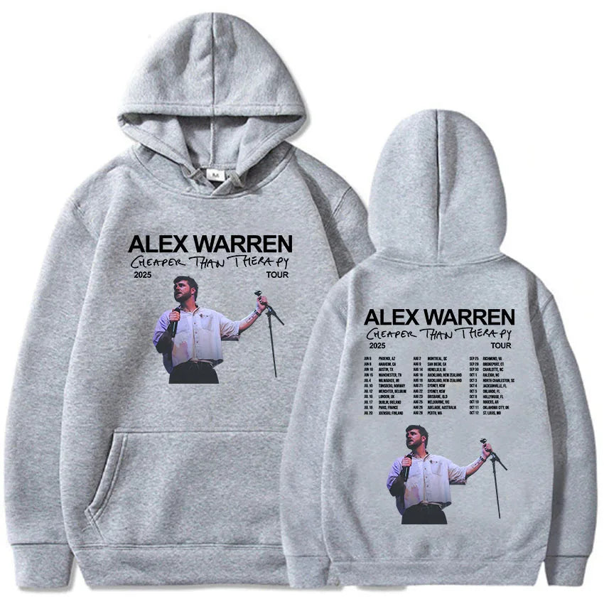 Cheaper Than Therapy Tour 2025 Hoodies Alex Warren Singer Graphic Sweatshirts Hooded Pullovers Men Women Sweatshirt Harajuku