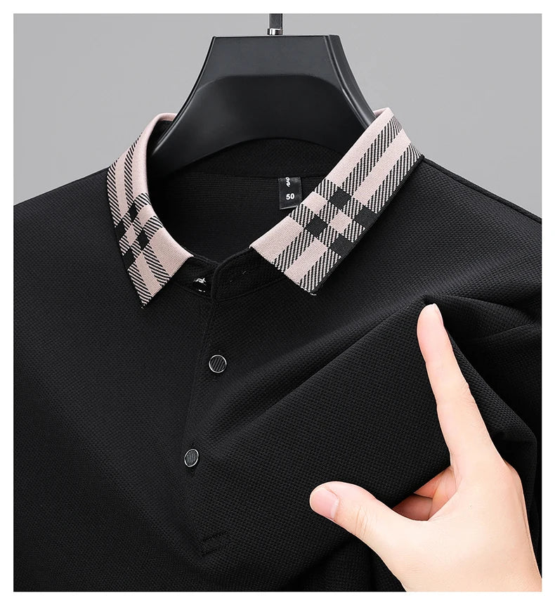 High quality long sleeve men's polo shirt with autumn personalized flip collar fashionable luxury design top casual Paul T-shirt