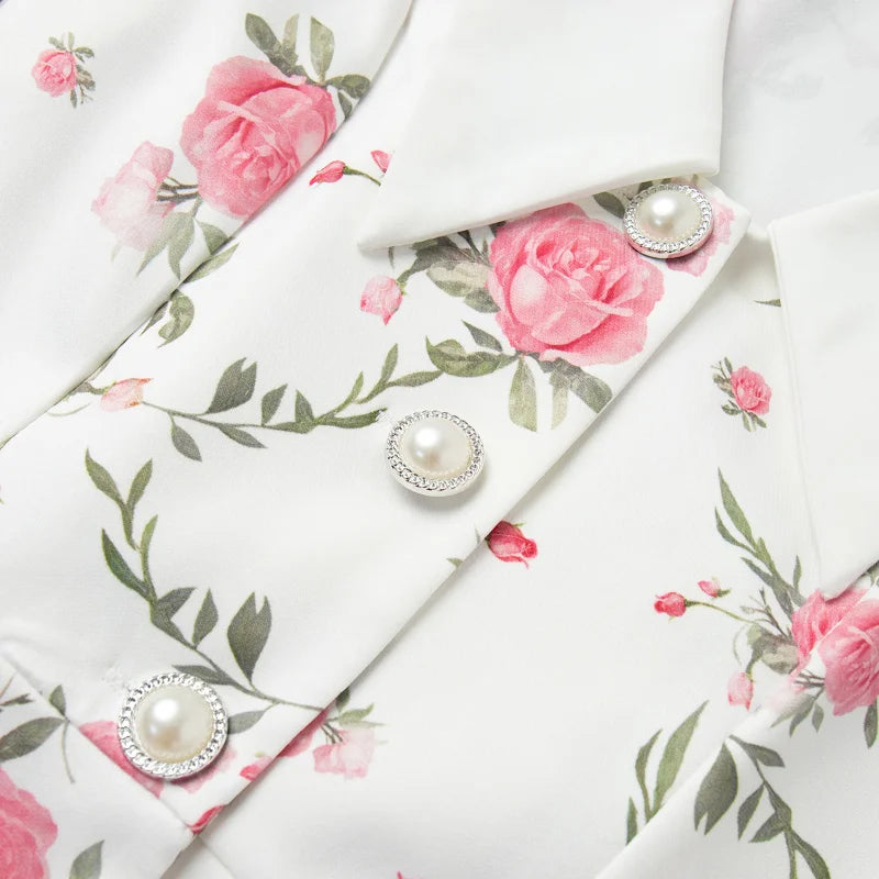 Sweet Floral Printed Ruffle Hem Dress Chic A-line Lapel Puff Sleeve Dresses For Women 2025 Summer Lady Holiday Street Gowns New