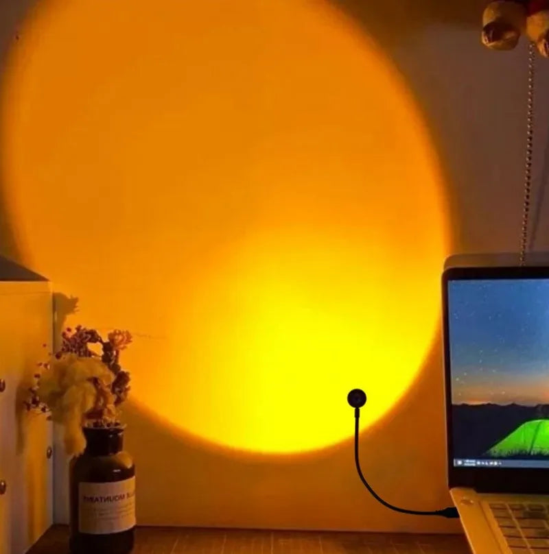 USB Rainbow Projector Sunset Lights Create a Relaxed Atmosphere - Perfect for Home Decoration, Photography Lighting, Coffee Shop