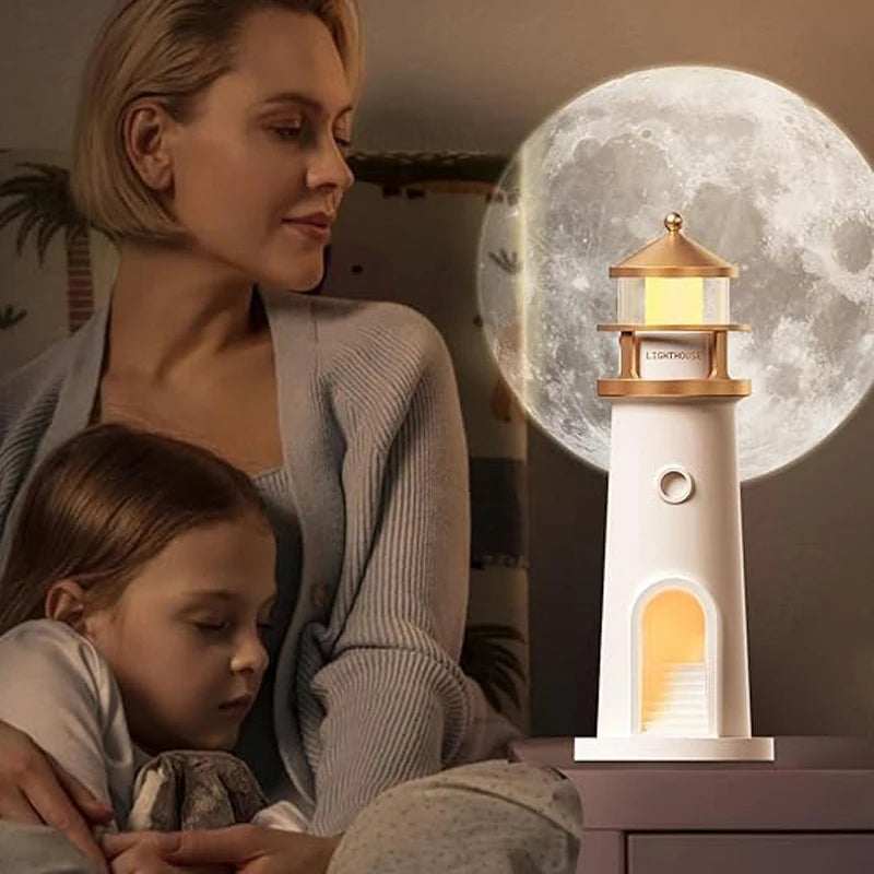 Moon Lamp Projection Lighthouse Lamps Night Light Remote Control Bluetooth Music Motion Sensor Ambient Lights Xmas Birthday Gift