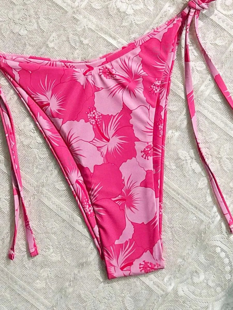 2025 Triangle Cup Bikini Set Printed Design Adjustable Straps Lightweight Separates Women Swimwear Beach Vacation Essential