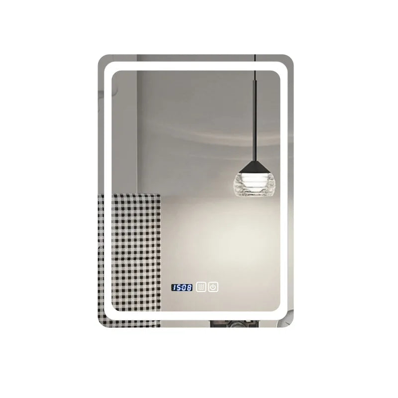 Stylish Square Smart Bathroom Mirror Washstand Makeup Mirror LED Lights Front and Rear Luminous Plug-in Full Body Mirror Vanity
