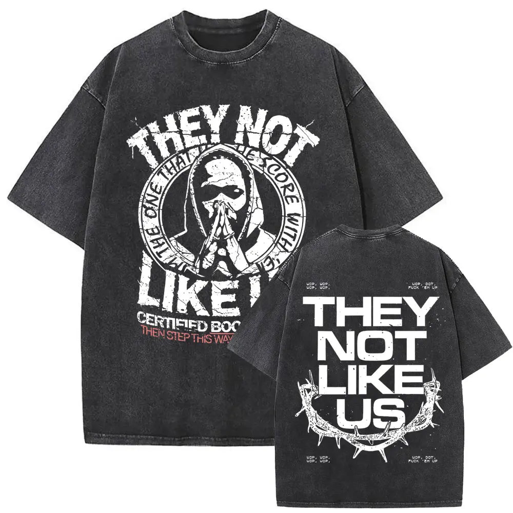 ck Lamar ThLimited Rapper Kendriey Not Like Us Washed Vintage T-shirt Summer Men Women Hip Hop Oversized Street Crewneck T Shirt