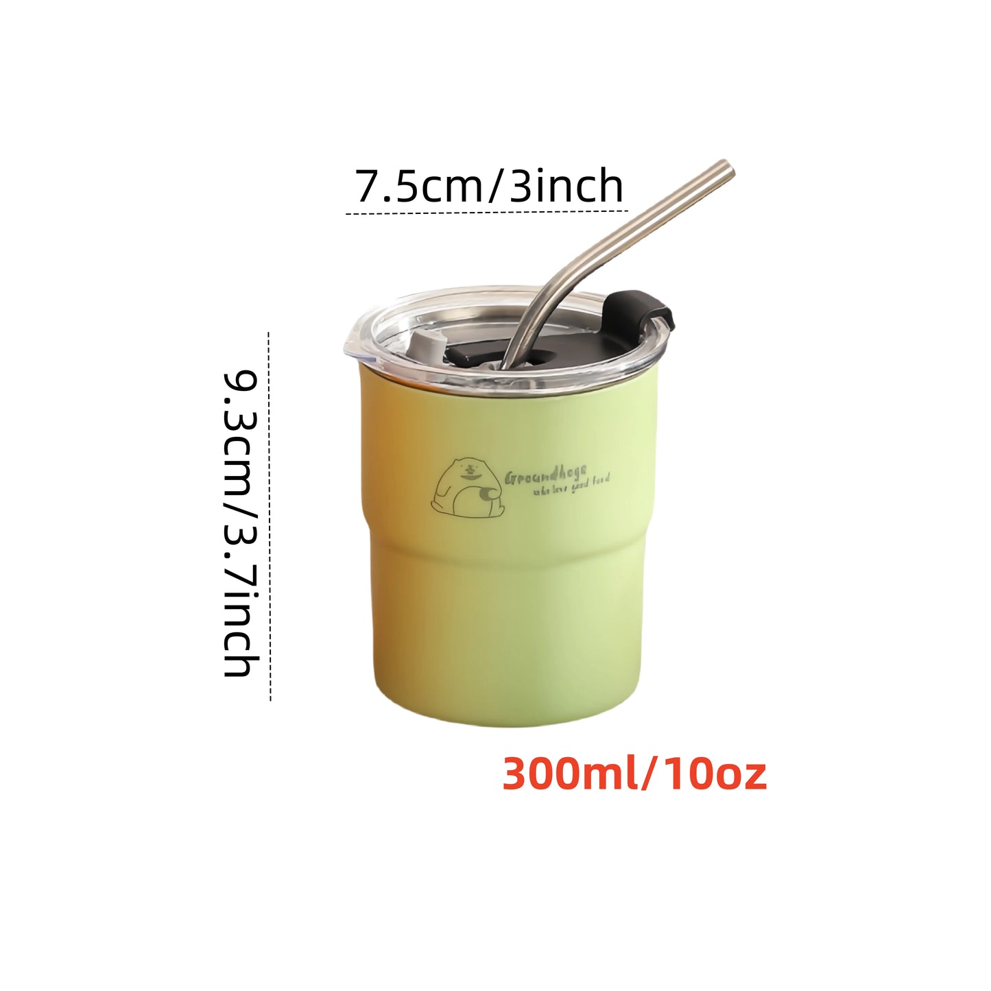 10-Ounce Coffee Cup Set with Straw And Lid Stainless Steel 304 Portable Outdoor Mug Office Removable Inner Cup Home Water Mug