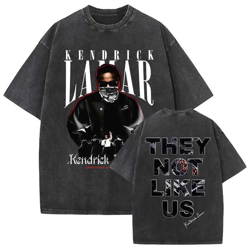 ck Lamar ThLimited Rapper Kendriey Not Like Us Washed Vintage T-shirt Summer Men Women Hip Hop Oversized Street Crewneck T Shirt