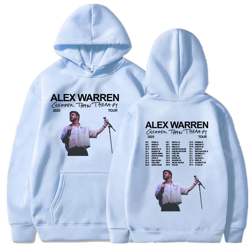 Cheaper Than Therapy Tour 2025 Hoodies Alex Warren Singer Graphic Sweatshirts Hooded Pullovers Men Women Sweatshirt Harajuku
