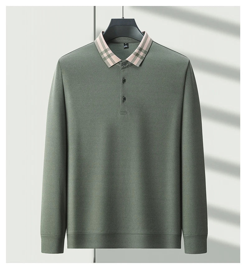 High quality long sleeve men's polo shirt with autumn personalized flip collar fashionable luxury design top casual Paul T-shirt