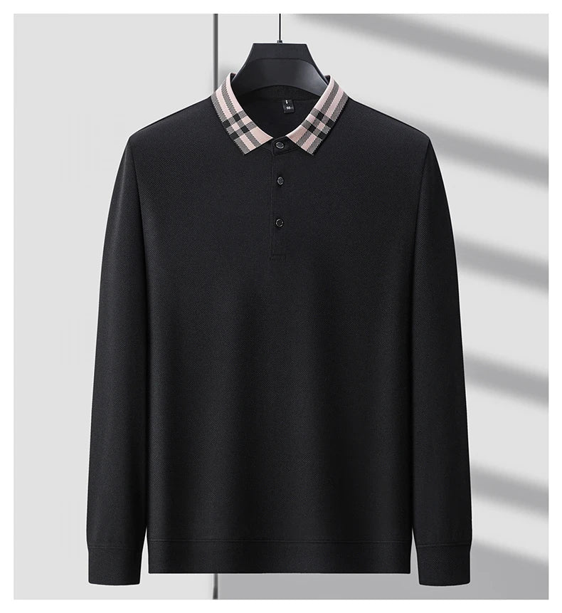 High quality long sleeve men's polo shirt with autumn personalized flip collar fashionable luxury design top casual Paul T-shirt