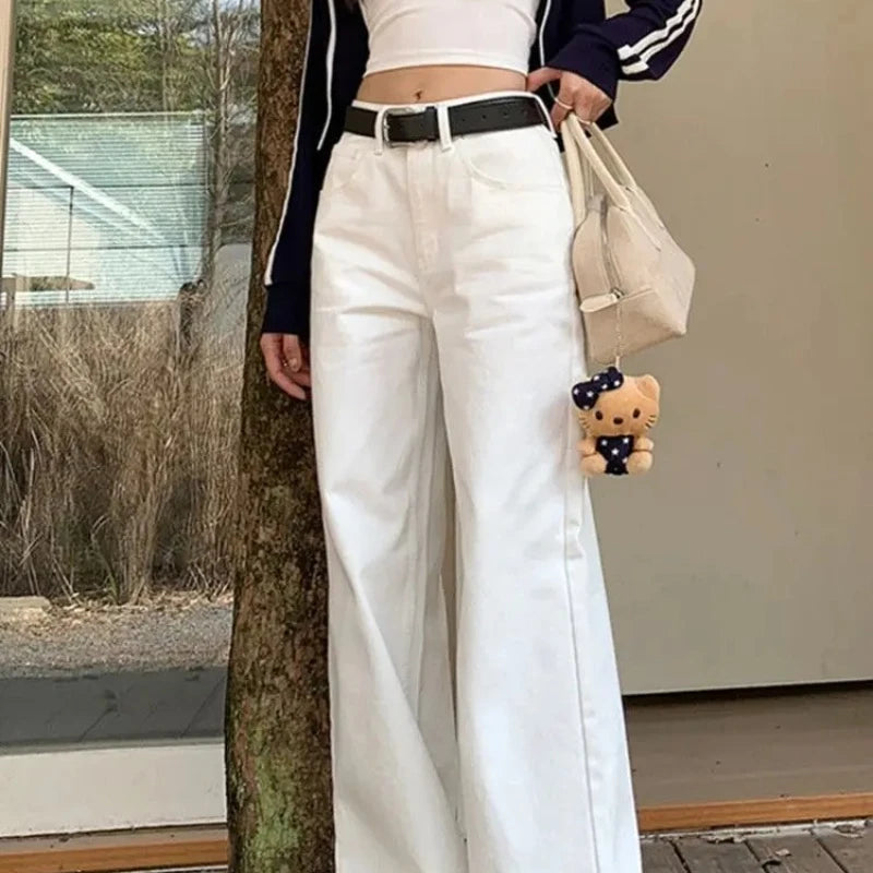 Women's Jeans Wide Leg Summer Female Cowboy Pants Korean Popular Clothes Harajuku Fashion Retro Casual Chic and Elegant Trousers