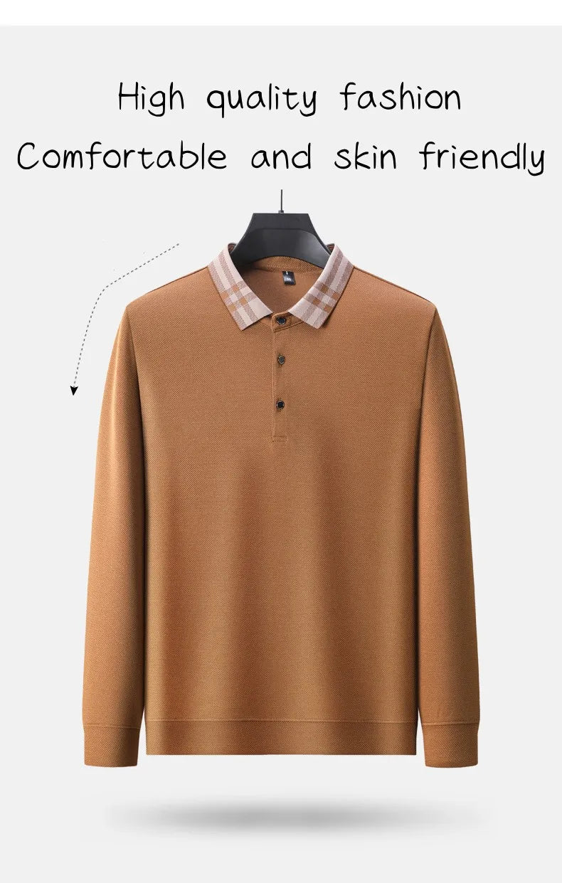 High quality long sleeve men's polo shirt with autumn personalized flip collar fashionable luxury design top casual Paul T-shirt