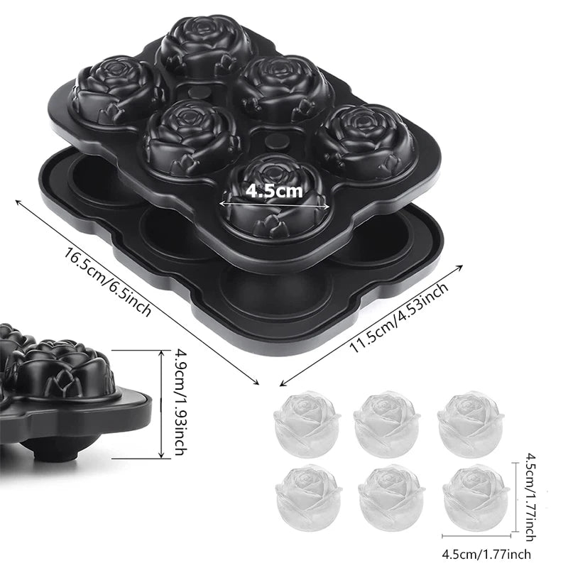 Large Ice Cube Tray Rose Shape Ice Molds Diamond 3D Silicone Mould Reusable for Cocktails Whiskey Party Supplies Ice Maker Mold