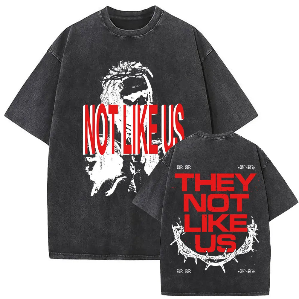 ck Lamar ThLimited Rapper Kendriey Not Like Us Washed Vintage T-shirt Summer Men Women Hip Hop Oversized Street Crewneck T Shirt