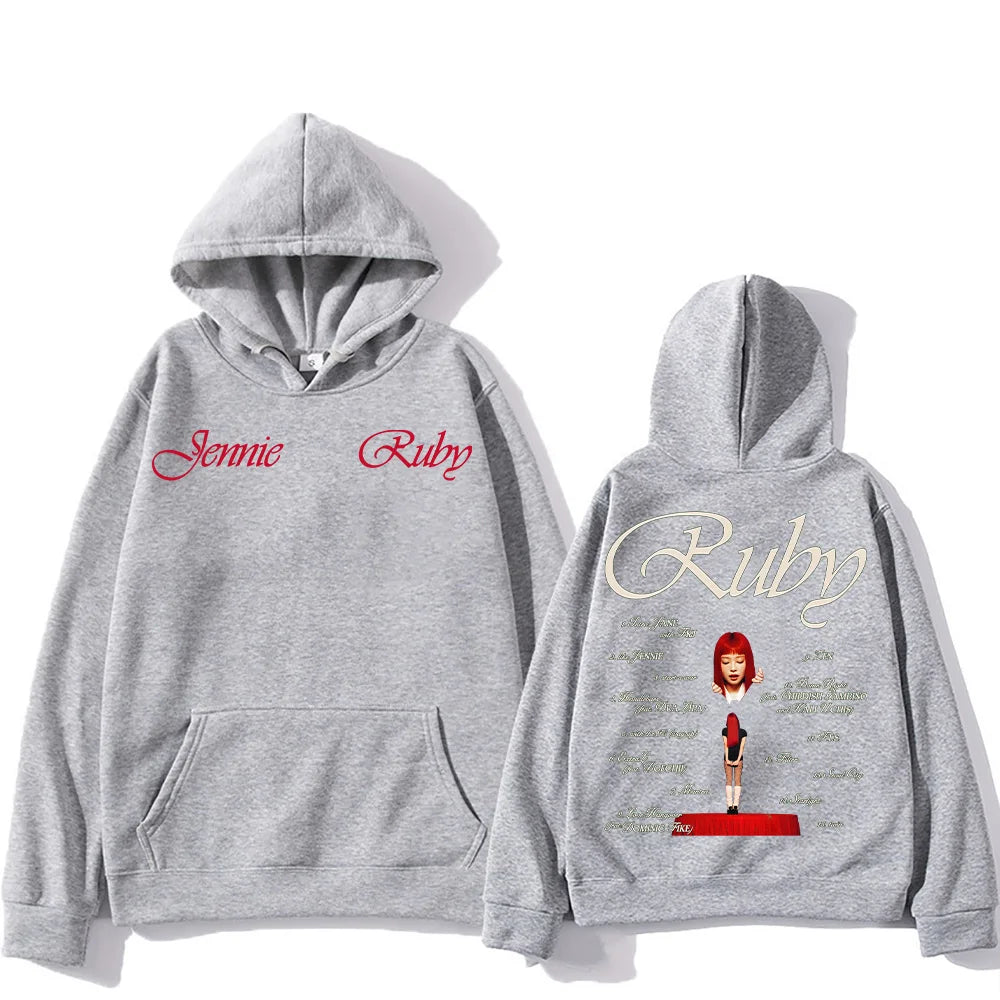 2025 New Jennie Kpop Hoodie Jennie Ruby 1st Album Tracklist Clothes Unisex Design Aesthetic Pullover Jennie Pretty Girl Mantra