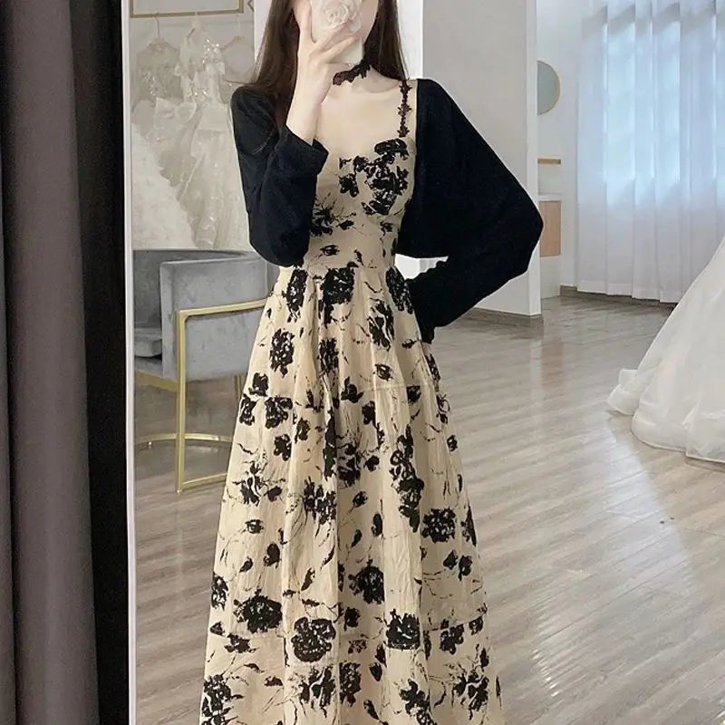 Summer New Dress Matching Set Women's Fashion Sunscreen Shirt Top+Strap Skirt Two Piece Korean Elegant Dresses Suit