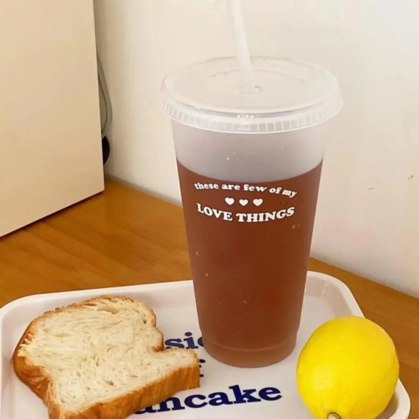 1pc-480ml/700ml Portable Reusable Plastic Straw Cup Large Capacity Handy Cup Drinking Juice Coffee Milk Tea Drinks Summer