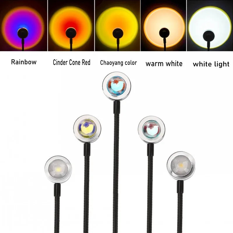 USB Rainbow Projector Sunset Lights Create a Relaxed Atmosphere - Perfect for Home Decoration, Photography Lighting, Coffee Shop