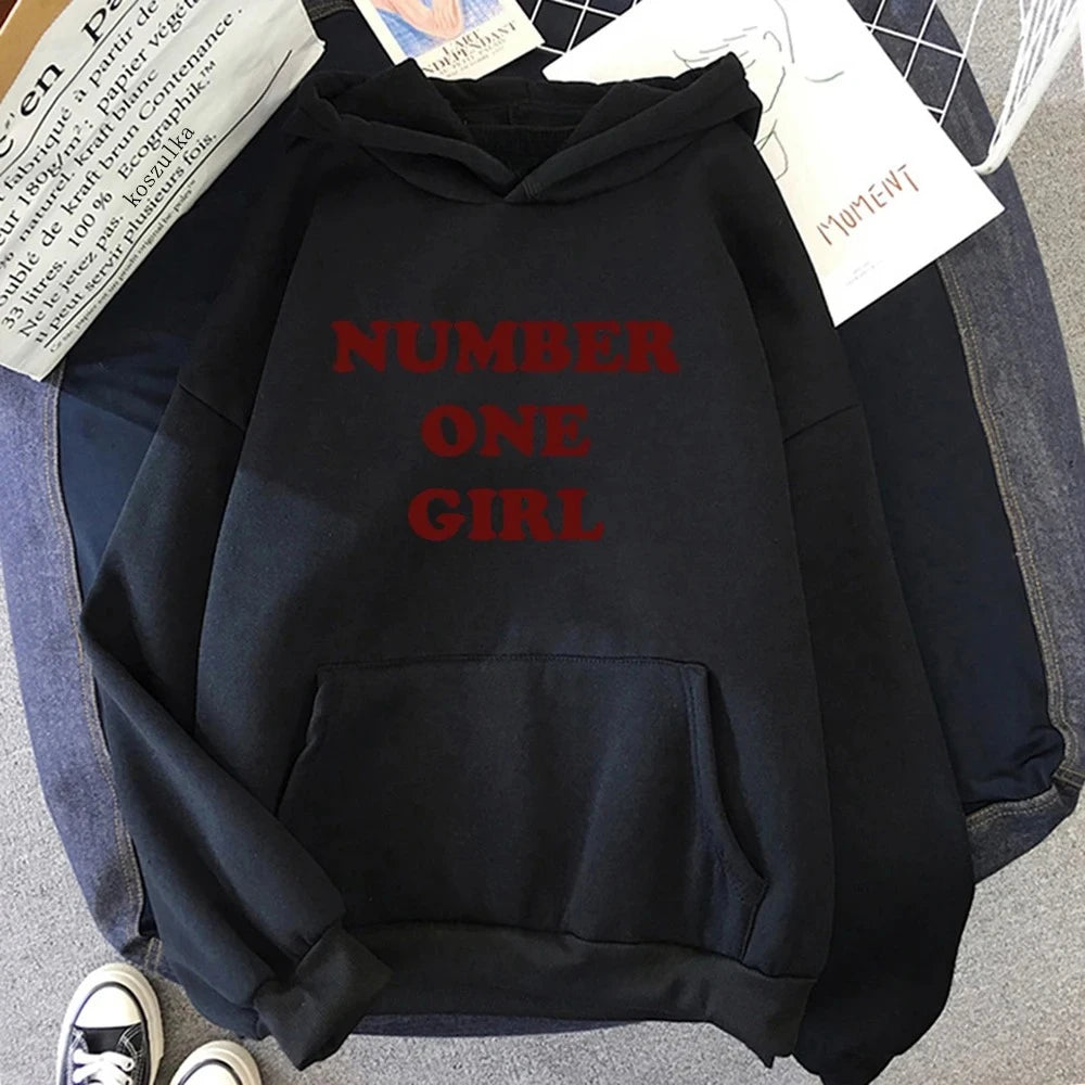 Rosé Number One Girl Hoodie Retro Women Hoodies Kawaii Clothes Harajuku Aesthetic Autumn Winter Pullover Sweatshirt Vintage