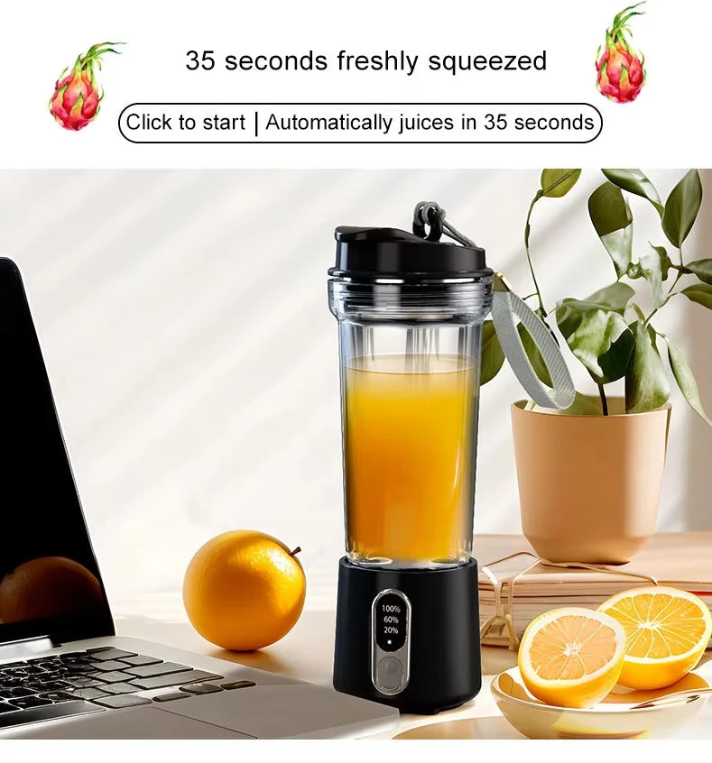 New 180W Portable Juicer Dual-use Juice Cup USB 4000mAh Battery Outdoor Fresh Fruit Blender 4 Blade Smoothie Juices Cup Blender