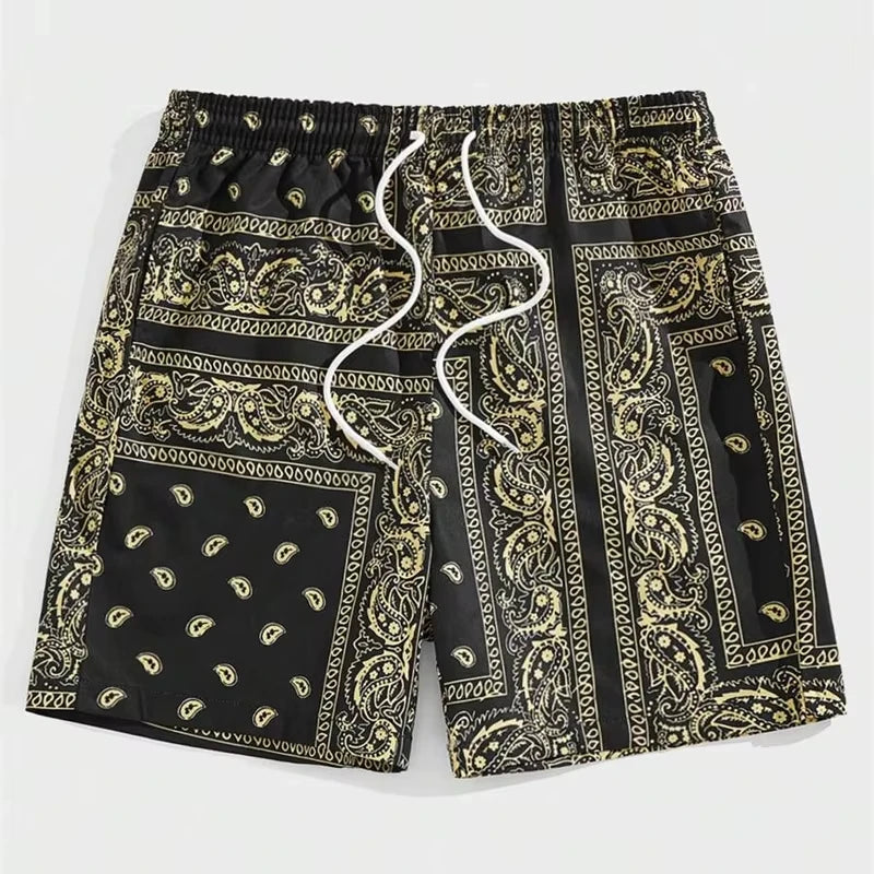 Trend Bandana Graphic Beach Short for Men Summer Fashion Swim Trunks Loose Casual Streetwear Hawaiian Short Pants