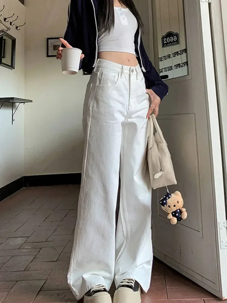 Women's Jeans Wide Leg Summer Female Cowboy Pants Korean Popular Clothes Harajuku Fashion Retro Casual Chic and Elegant Trousers