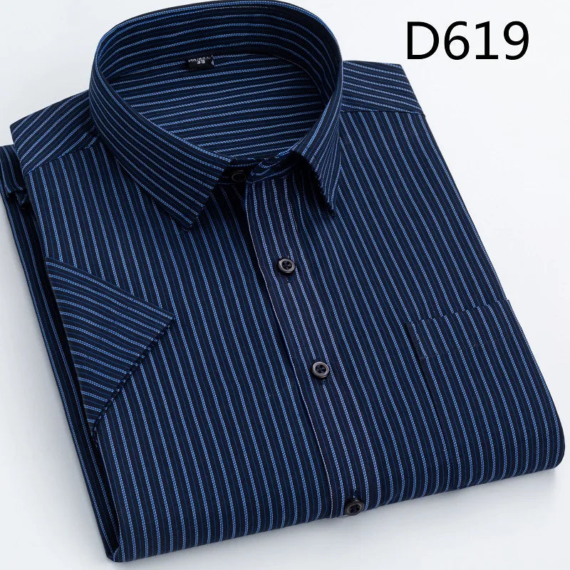 Summer thin men's business social short-sleeved shirt professional formal striped casual non-ironing breathable shirt slim fit