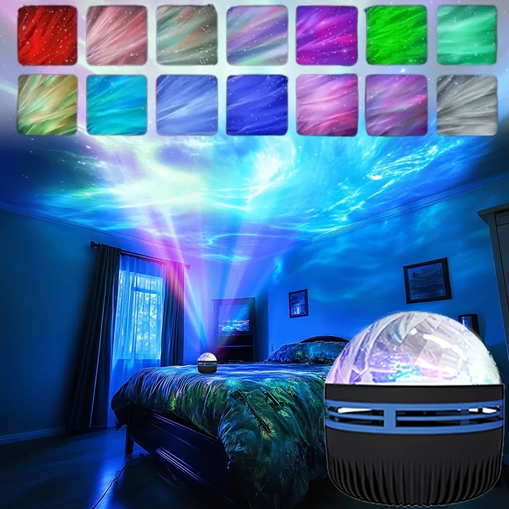 Water Ripple/Dreamy Aurora Magic Projection Light 7-Color Remote Control Projector Usb Powered Colorful Atmosphere Night Light