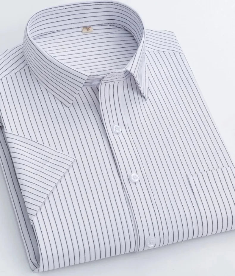 Summer thin men's business social short-sleeved shirt professional formal striped casual non-ironing breathable shirt slim fit