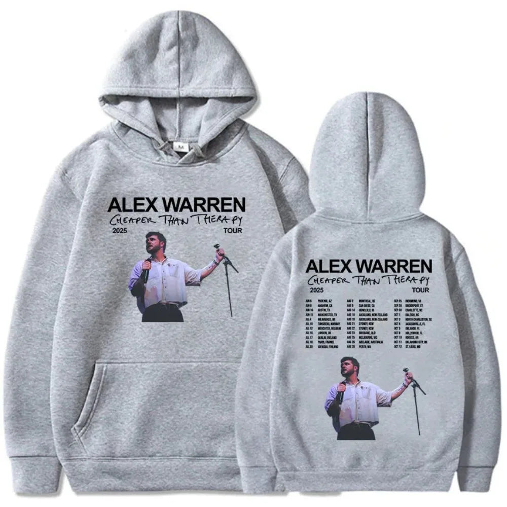 Cheaper Than Therapy Tour 2025 Hoodies Alex Warren Singer Graphic Sweatshirts Hooded Pullovers Men Women Sweatshirt Harajuku