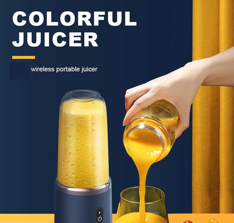 Portable Juicer Cup Smoothie Blender 6 Blade Blender Bottle Household Fruit Juicer Cup USB Rechargeable Juicer Kitchen Tool