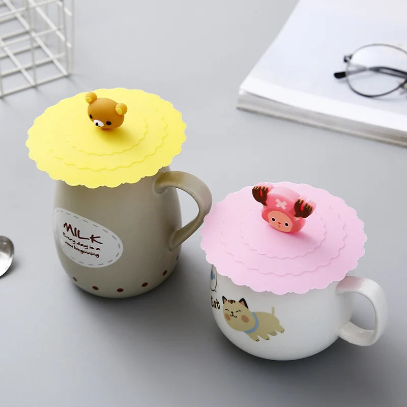 6 Colors 10cm Reusable Silicone Cup Cover Cute Seal Suction Cup Cover Dustproof Leakproof Tea Coffee Lids Cap Cup Accessories