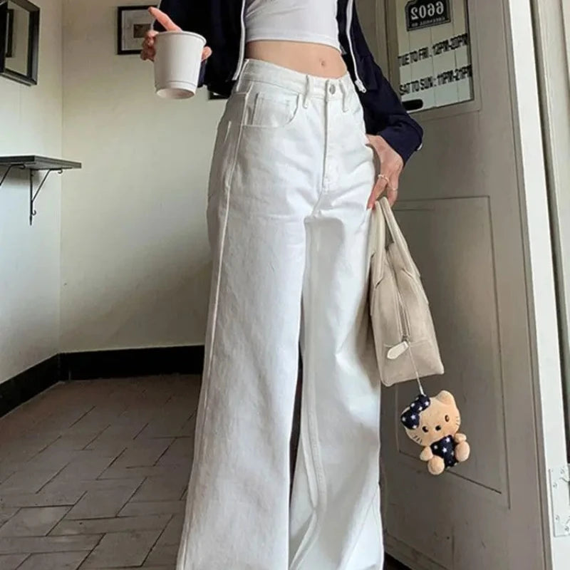 Women's Jeans Wide Leg Summer Female Cowboy Pants Korean Popular Clothes Harajuku Fashion Retro Casual Chic and Elegant Trousers