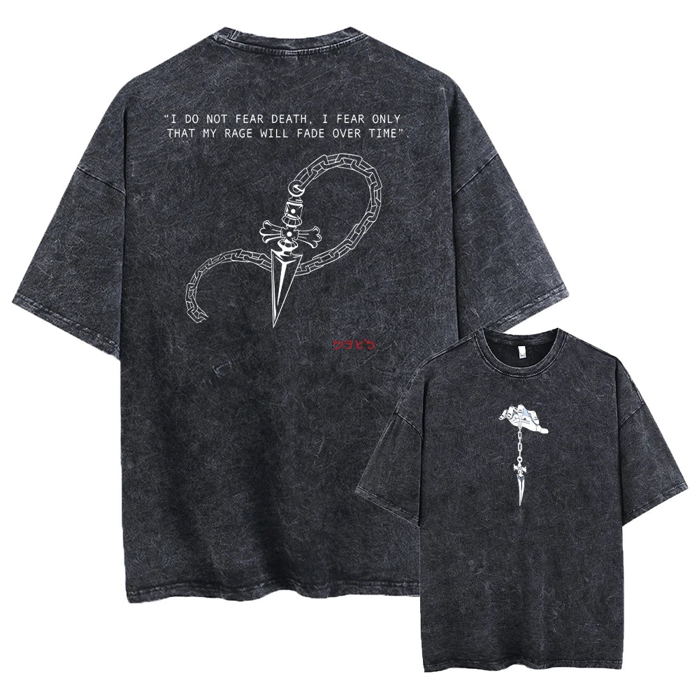 Anime Hunter X Hunter Washed Tshirt Graphic Hip Hop Vintage T Shirt Men Women Harajuku Cotton Casual Short Sleeve Tshirt