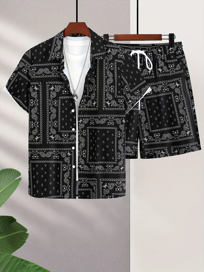 Trend Bandana Graphic Beach Short for Men Summer Fashion  Swim Trunks Loose Casual Streetwear Hawaiian Short Pants